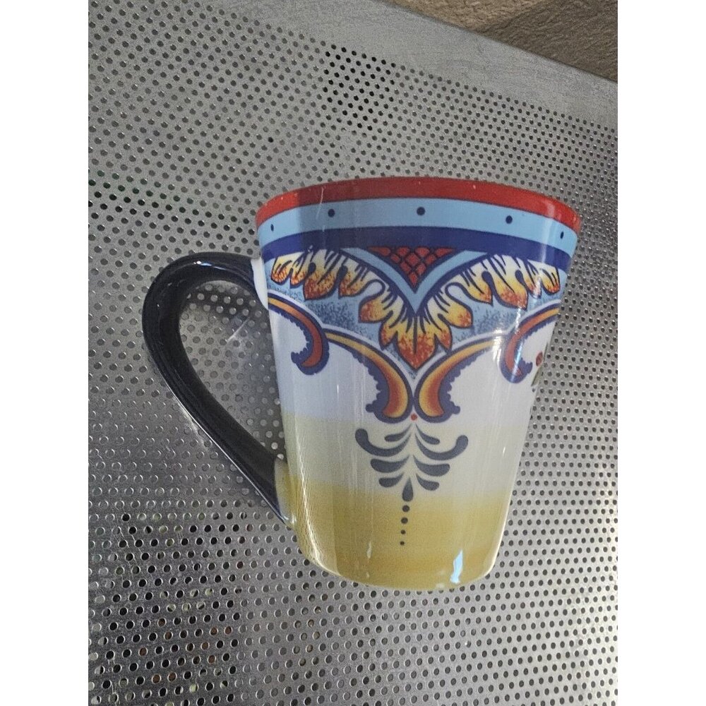 Euro Ceramica Zanibar Colorful Ceramic Coffee Mug Blue Yellow